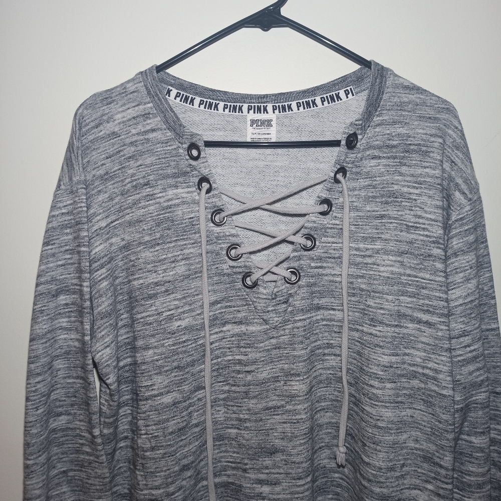 Pink pullover v neck women's sweater, size small - Picture 2 of 11